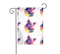 WHJSHOP Bandiere colorate da giardino con testa di maiale e tramonto, 30,5 x 45,7 cm, per decorazione da cortile, larghezza di posizione del palo di 3 cm (solo bandiera, asta non inclusa)