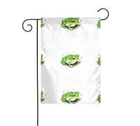 WHJSHOP Bandiere da giardino a forma di rana con gocce d'acqua, 30,5 x 45,7 cm, per decorazione da cortile, con asta larga 3 cm (solo bandiera, asta non inclusa)