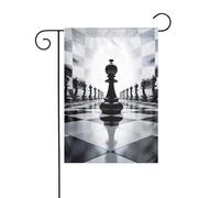 WHJSHOP Bandiere da giardino a scacchi bianche e nere 30,5 x 45,7 cm per decorazione da cortile con larghezza di posizione del palo di 3 cm (solo bandiera, asta non inclusa)