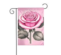 WHJSHOP Bandiere da giardino con bellissime rose rosa, 30,5 x 45,7 cm, per decorazione da cortile, con asta larga 3 cm (solo bandiera, asta non inclusa)