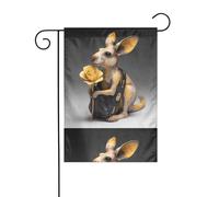 WHJSHOP Bandiere da giardino con canguro con rose gialle, 30,5 x 45,7 cm, per decorazione da cortile, larghezza di posizione del palo di 3 cm (solo bandiera, asta non inclusa)