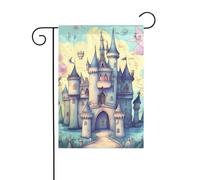 WHJSHOP Bandiere da giardino con castello delle fiabe, 30,5 x 45,7 cm, per decorazione da cortile, con asta larga 3 cm (solo bandiera, asta non inclusa)