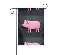 WHJSHOP Bandiere da giardino con grazioso maiale rosa, 30,5 x 45,7 cm, per decorazione da cortile, larghezza di posizione del palo di 3 cm (solo bandiera, asta non inclusa)
