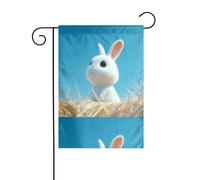 WHJSHOP Bandiere da giardino con immagine di coniglio guardando in alto il cielo, 30,5 x 45,7 cm, per decorazione da cortile con larghezza di 3 cm (solo bandiera, asta non inclusa)