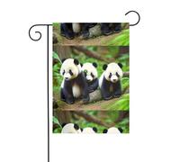 WHJSHOP Bandiere da giardino con immagine di cuccioli di panda nella foresta, 30,5 x 45,7 cm, per decorazione da cortile con 3 cm di larghezza (solo bandiera, asta non inclusa)