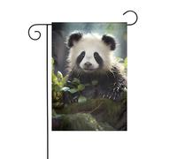 WHJSHOP Bandiere da giardino con immagine di cuccioli di panda nella foresta, 30,5 x 45,7 cm, per decorazione da cortile con 3 cm di larghezza (solo bandiera, asta non inclusa)