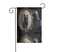 WHJSHOP Bandiere da giardino con immagine di gatto allo specchio, 30,5 x 45,7 cm, per decorazione da cortile con 3 cm di larghezza (solo bandiera, asta non inclusa)