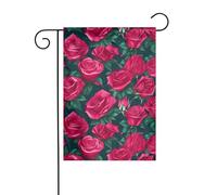 WHJSHOP Bandiere da giardino con immagine di graziose rose, 30,5 x 45,7 cm, per decorazione da cortile con 3 cm di larghezza (solo bandiera, asta non inclusa)