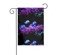 WHJSHOP Bandiere da giardino con immagine di meduse barriera corallina, 30,5 x 45,7 cm, per decorazione da cortile, larghezza di posizione del palo di 3 cm (solo bandiera, asta non inclusa)