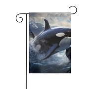 WHJSHOP Bandiere da giardino con immagine di orca killer whale, 30,5 x 45,7 cm, per decorazione da cortile con larghezza di 3 cm (solo bandiera, asta non inclusa)