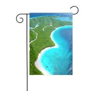 WHJSHOP Bandiere da giardino con immagine di un'isola nell'oceano, 30,5 x 45,7 cm, decorazione da cortile con larghezza di 3 cm (solo bandiera, asta non inclusa)