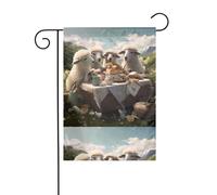 WHJSHOP Bandiere da giardino con motivo pecorelle su un picnic, 30,5 x 45,7 cm, per decorazione da cortile, larghezza di posizione del palo di 3 cm (solo bandiera, asta non inclusa)