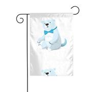 WHJSHOP Bandiere da giardino con papillon a forma di orso polare, 30,5 x 45,7 cm, per decorazione da cortile con larghezza di 3 cm (solo bandiera, asta non inclusa)