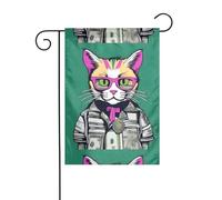 WHJSHOP Bandiere da giardino con papillon con stampa di gatti, 30,5 x 45,7 cm, per decorazione da cortile, con asta larga 3 cm (solo bandiera, asta non inclusa)