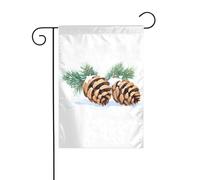 WHJSHOP Bandiere da giardino con pigne nella neve, 30,5 x 45,7 cm, per decorazione da cortile, larghezza di 3 cm (solo bandiera, asta non inclusa)