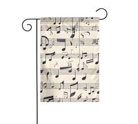 WHJSHOP Bandiere da giardino con stampa di note musicali, 30,5 x 45,7 cm, per decorazione da cortile con larghezza di 3 cm (solo bandiera, asta non inclusa)