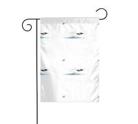 WHJSHOP Bandiere da giardino con stampa di oca bianca che scivola sul ghiaccio, 30,5 x 45,7 cm, decorazione da cortile, larghezza di posizione del palo di 3 cm (solo bandiera, asta non inclusa)