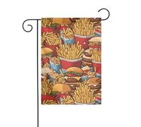 WHJSHOP Bandiere da giardino con stampa di patatine fritte 30,5 x 45,7 cm, per decorazione da cortile, larghezza palo di 3 cm (solo bandiera, asta non inclusa)