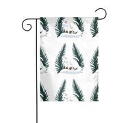 WHJSHOP Bandiere da giardino con stampa di pigne bianche che mangiano pigne 30,5 x 45,7 cm, decorazione da cortile con larghezza di 3 cm (solo bandiera, asta non inclusa)