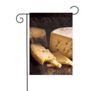 WHJSHOP Bandiere da giardino con stampe di formaggio, 30,5 x 45,7 cm, per decorazione da cortile, con asta larga 3 cm (solo bandiera, asta non inclusa)