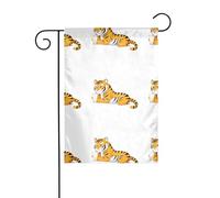 WHJSHOP Bandiere da giardino con tigre che beve latte e tè, 30,5 x 45,7 cm, per decorazione da cortile, larghezza di posizione del palo di 3 cm (solo bandiera, asta non inclusa)