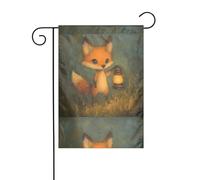 WHJSHOP Bandiere da giardino con volpe che tiene una lanterna, 30,5 x 45,7 cm, per decorazione da cortile, larghezza palo di 3 cm (solo bandiera, asta non inclusa)