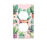 WHJSHOP Bella pianta grassa stampa doppia presa pannello a parete piastra di copertura per presa elettrica è resistente agli urti e durevole 11,4 x 7 cm