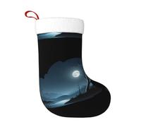 WHJSHOP Bellissime calze decorative natalizie con stampa al chiaro di luna, per decorare Halloween, Natale e Capodanno