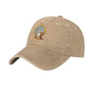 WHJSHOP Berretto da baseball classico nero in denim lavato Il piccolo gatto nello specchio stampa cappello regolabile in cotone per uomini e donne, Naturale, Taglia unica