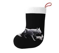 Whjshop Big Bad Wolf Chasing Rabbit Pattern Double Sided stampato calze di Natale per grandi capacità Holiday Party Indoor Decorazioni