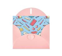 WHJSHOP Biglietti d'auguri con stampa di strumenti per prendere appunti, carta perlescente di alta qualità, effetto perlato su entrambi i lati, busta di carta perlata con fibbia d'amore