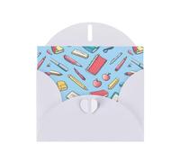 WHJSHOP Biglietti d'auguri con stampa di strumenti per prendere appunti, carta perlescente di alta qualità, effetto perlato su entrambi i lati, busta di carta perlata con fibbia d'amore