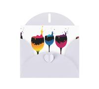 WHJSHOP Biglietto d'auguri bianco con stampa a calice nebbia, perfetto per San Valentino, anniversario di matrimonio e inviti per feste