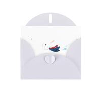 WHJSHOP Biglietto d'auguri con stampa di coniglietto bianco che insegue rondini, carta perlescente di alta qualità, effetto perlato su entrambi i lati, busta in carta perlata con fibbia d'amore