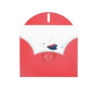 WHJSHOP Biglietto d'auguri con stampa di coniglietto bianco che insegue rondini, carta perlescente di alta qualità, effetto perlato su entrambi i lati, busta in carta perlata con fibbia d'amore