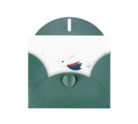 WHJSHOP Biglietto d'auguri con stampa di coniglietto bianco che insegue rondini, carta perlescente di alta qualità, effetto perlato su entrambi i lati, busta in carta perlata con fibbia d'amore