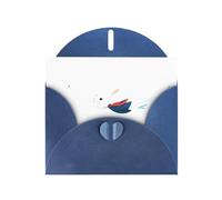 WHJSHOP Biglietto d'auguri con stampa di coniglietto bianco che insegue rondini, carta perlescente di alta qualità, effetto perlato su entrambi i lati, busta in carta perlata con fibbia d'amore