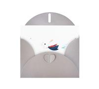 WHJSHOP Biglietto d'auguri con stampa di coniglietto bianco che insegue rondini, carta perlescente di alta qualità, effetto perlato su entrambi i lati, busta in carta perlata con fibbia d'amore