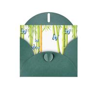 WHJSHOP Biglietto d'auguri con stampa di farfalle nella foresta di bambù, carta perlescente di alta qualità, effetto perlato su entrambi i lati, busta in carta perlata con fibbia d'amore
