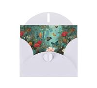 WHJSHOP Biglietto d'auguri con stampa di fiori nella foresta pluviale, carta perlescente di alta qualità, effetto perlato su entrambi i lati, busta in carta perlata con fibbia d'amore