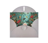 WHJSHOP Biglietto d'auguri con stampa di fiori nella foresta pluviale, carta perlescente di alta qualità, effetto perlato su entrambi i lati, busta in carta perlata con fibbia d'amore