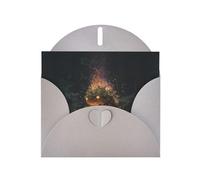 WHJSHOP Biglietto d'auguri con stampa di mostri luminosi, carta perlescente di alta qualità, effetto perlato su entrambi i lati, busta in carta perlata con fibbia d'amore