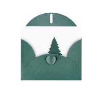 WHJSHOP Biglietto d'auguri con stampa di orsetto bianco accanto a un albero di pino, carta perlescente di alta qualità, effetto perlato su entrambi i lati, busta in carta perlata con fibbia d'amore