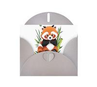 WHJSHOP Biglietto d'auguri con stampa di panda rosso nella foresta di bambù, carta perlescente di alta qualità, effetto perlato su entrambi i lati, busta in carta perlata con fibbia d'amore