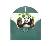 WHJSHOP Biglietto d'auguri con stampa di panda sotto l'uva, carta perlescente di alta qualità, effetto perlato su entrambi i lati, busta in carta perlata con fibbia d'amore