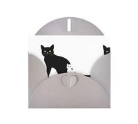WHJSHOP Biglietto d'auguri con stampa di un gatto nero e un piccolo gatto bianco, carta perlescente di alta qualità, effetto perlato su entrambi i lati, busta in carta perlata con fibbia d'amore