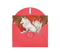 WHJSHOP Biglietto d'auguri con stampa di volpe bianca in fiamme, carta perlescente di alta qualità, effetto perlato su entrambi i lati, busta in carta perlata con fibbia d'amore