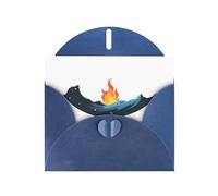 WHJSHOP Biglietto d'auguri con stampa "Fire on the Moon", carta perlescente di alta qualità, effetto perlato su entrambi i lati, busta in carta perlata con fibbia d'amore