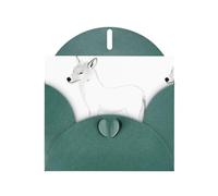 WHJSHOP - Biglietto d'auguri verde scuro con stampa di lupo feroce semplici tratti - Carta perlescente di alta qualità su entrambi i lati, effetto perlato, busta di carta perlata con fibbia d'amore