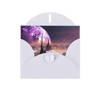 WHJSHOP Biglietto di auguri bianco con galassia, stelle e colline, 10,2 x 15,2 cm, per Natale, compleanni, San Valentino, anniversari di matrimonio e inviti per feste